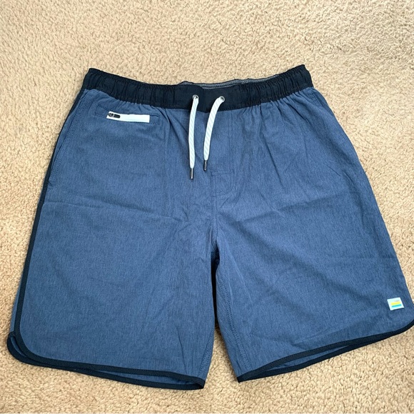 Vuori Shorts Vuori Banks Azure Linen Texture Athletic Shorts Poshmark